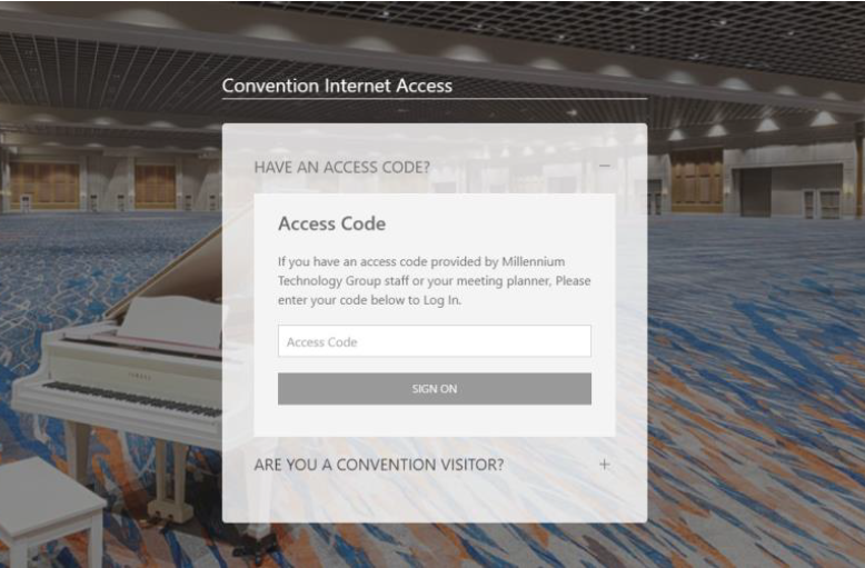 Convention Internet Access Portal Page