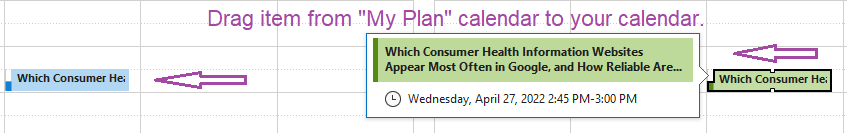 Drag item from one calendar to another