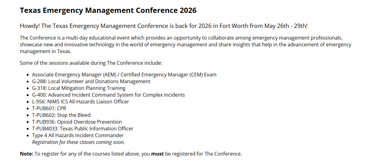 Tdem Course Roster Conference Training Page